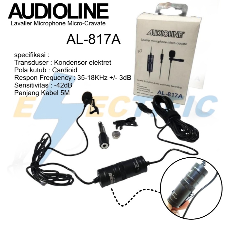 MIC KABEL CLIP ON AUDIO LINE AL 817A / AL817A / AL-817A MICROPHONE CONDENSER JEPIT ORIGINAL