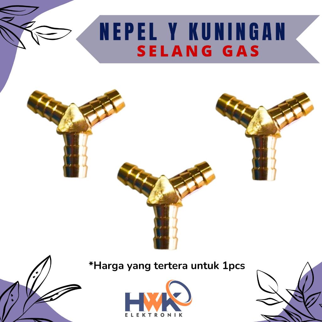 Cabang 3 Kuningan Nepel Y /Nepel Y Selang Kompor Gas Cabang Tiga 5/16" / Nepel Y Kuningan Selang Gas