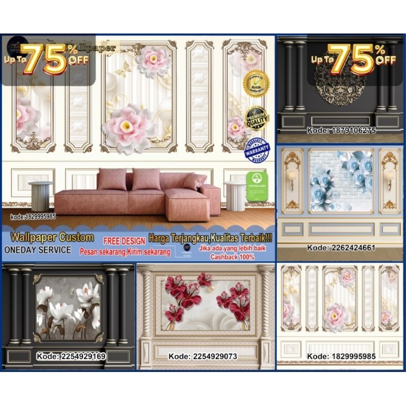 Wallpaper & Wallstiker Custom 3D Tema Moulding | Ruang Tamu | Elegant
