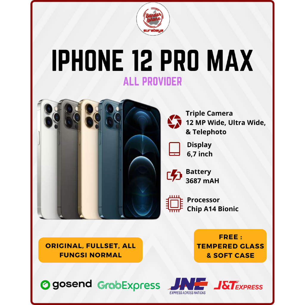 iPhone 12 Pro Max 128GB/256GB/512GB Fullset All Operator Bergaransi