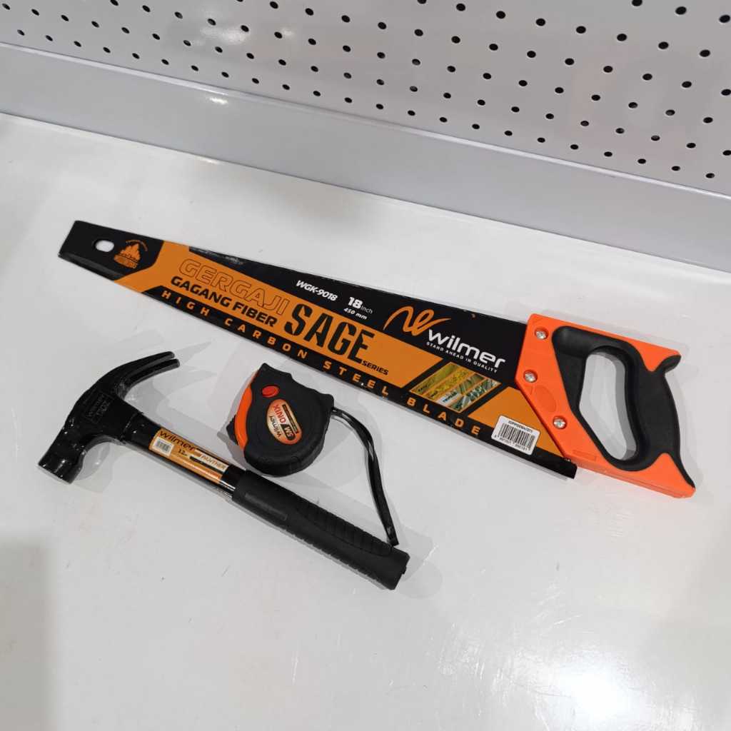 PROMO Paket Gergaji Kayu 18" Palu Kambing Gagang BESI MAGNET 12 oz Gergaji Kayu Gagang Plastik 18