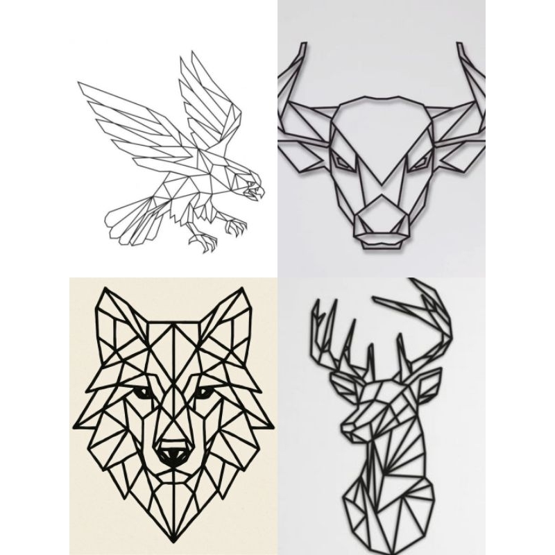 Dekorasi dinding geometri hewan dari stik eskrim estetik dan minimalis