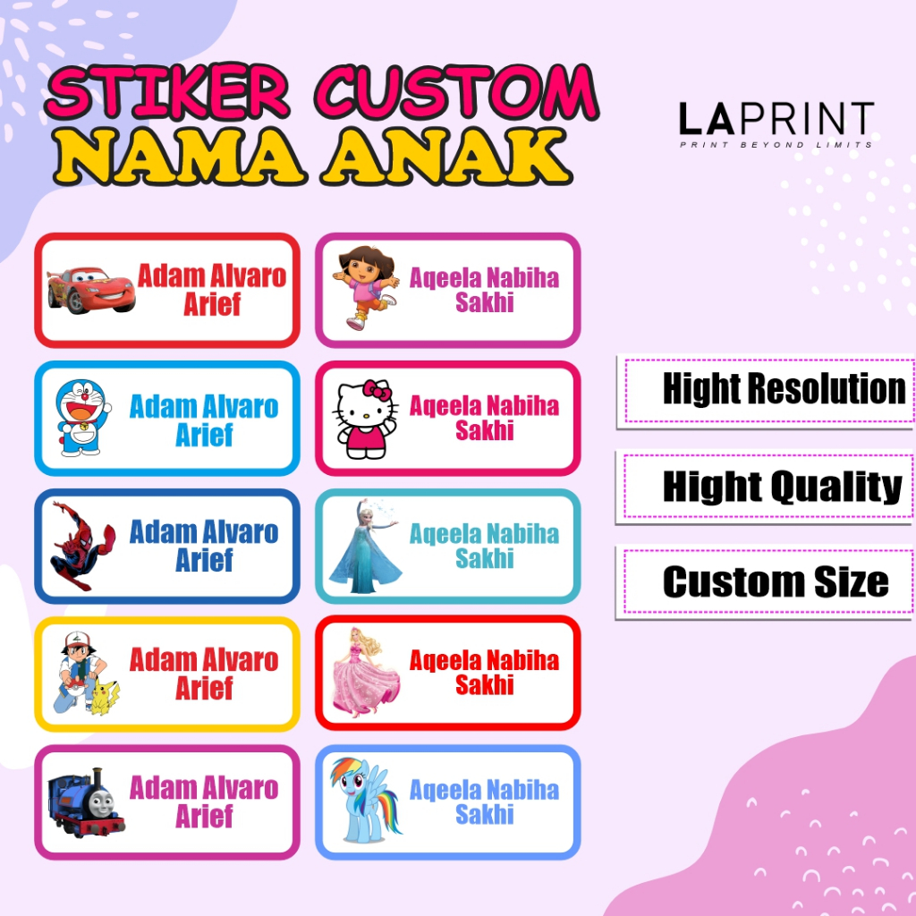 

Stiker Label Nama Anak Custom | Label Nama Waterproof Ukuran Kecil/Small