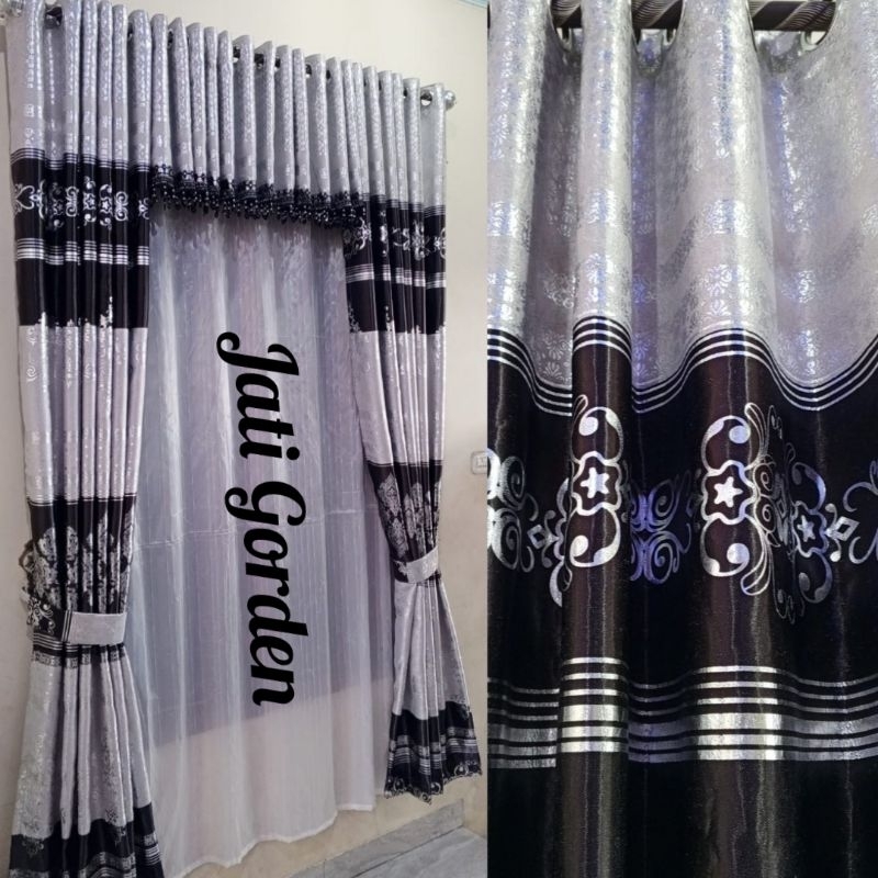 Gorden Ruang Tamu Mewah Elegan Poni Model Smokring Bahan Blackout Import
