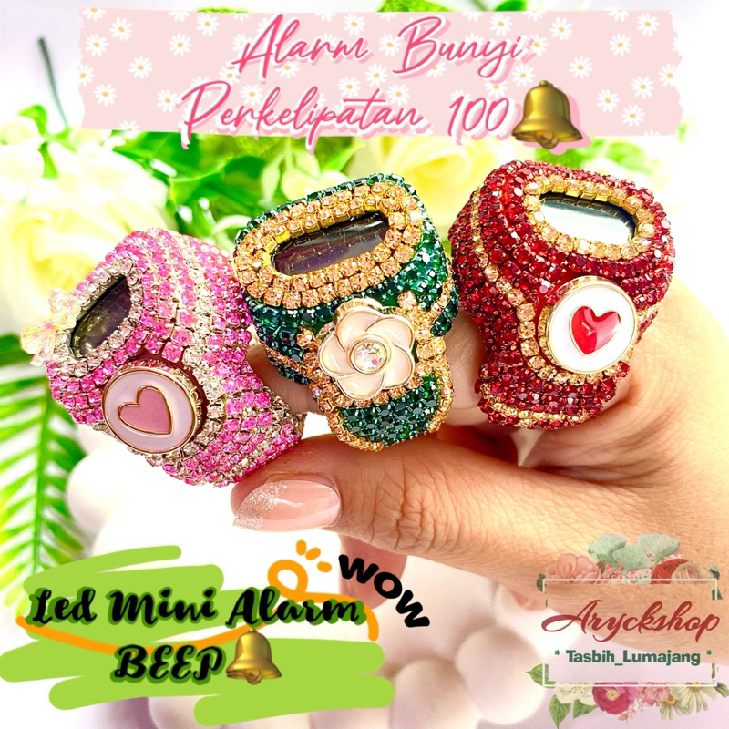 ARYCKSHOP Tasbih Digital Led Mini BEEP Chain Premium Tasbih Ring Led Bunyi Hitungan 100 Tasbih Hias 