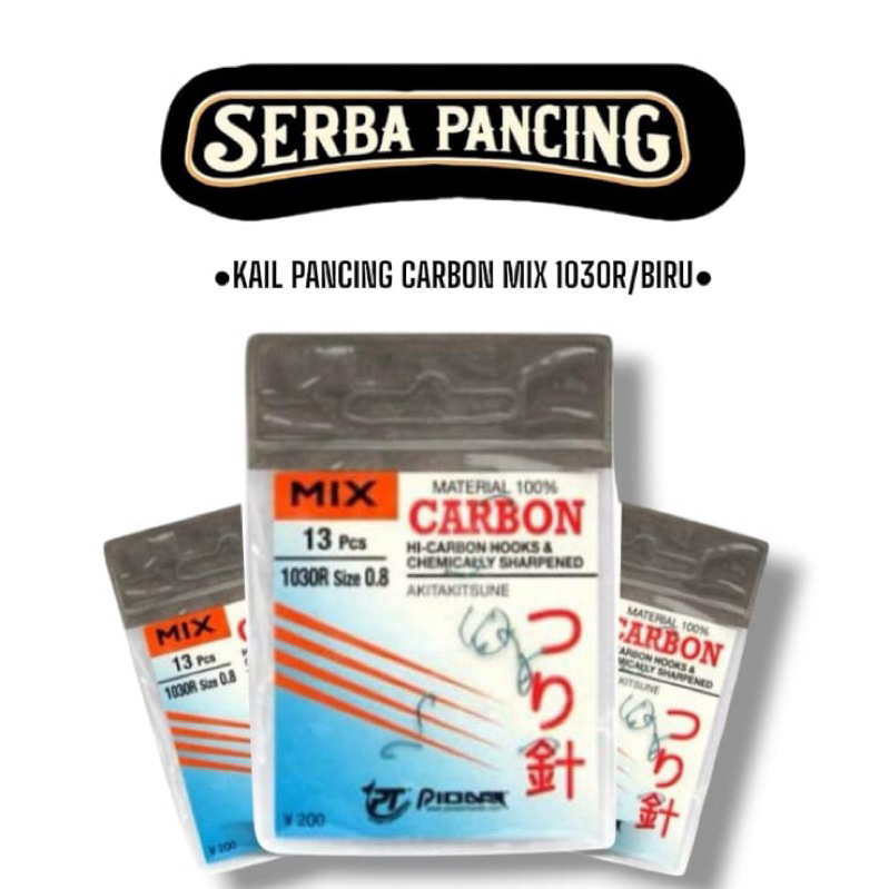 Mata Kail Pancing Carbon Mix 1030R Biru Berlubang