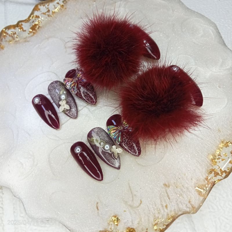 kuku palsu wedding, kuku palsu pengantin, kuku palsu maroon