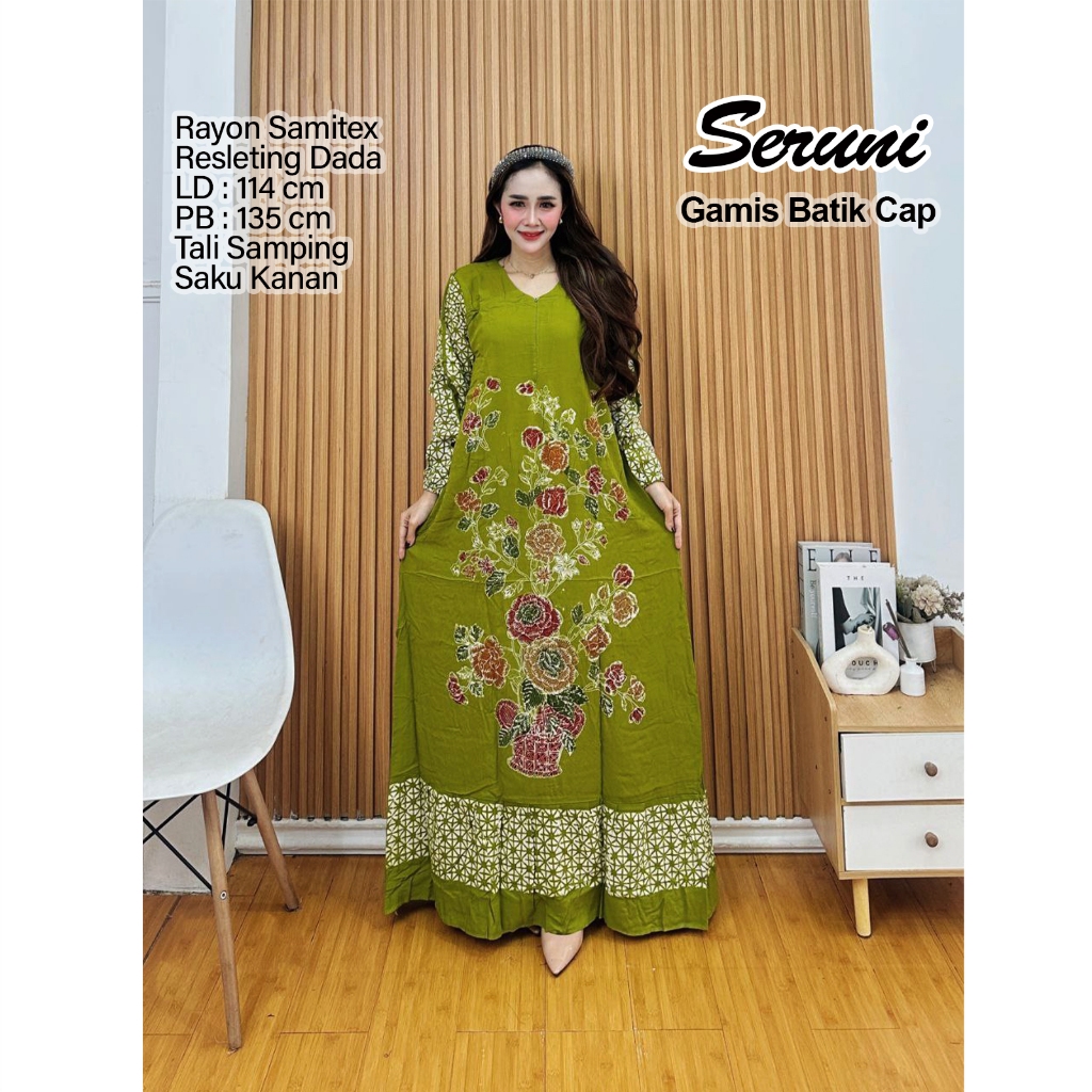 Pakaian Wanita Batik Cap JUMBO XXL Gamis Home Dress untuk ibu menyusui busui hamil gemuk