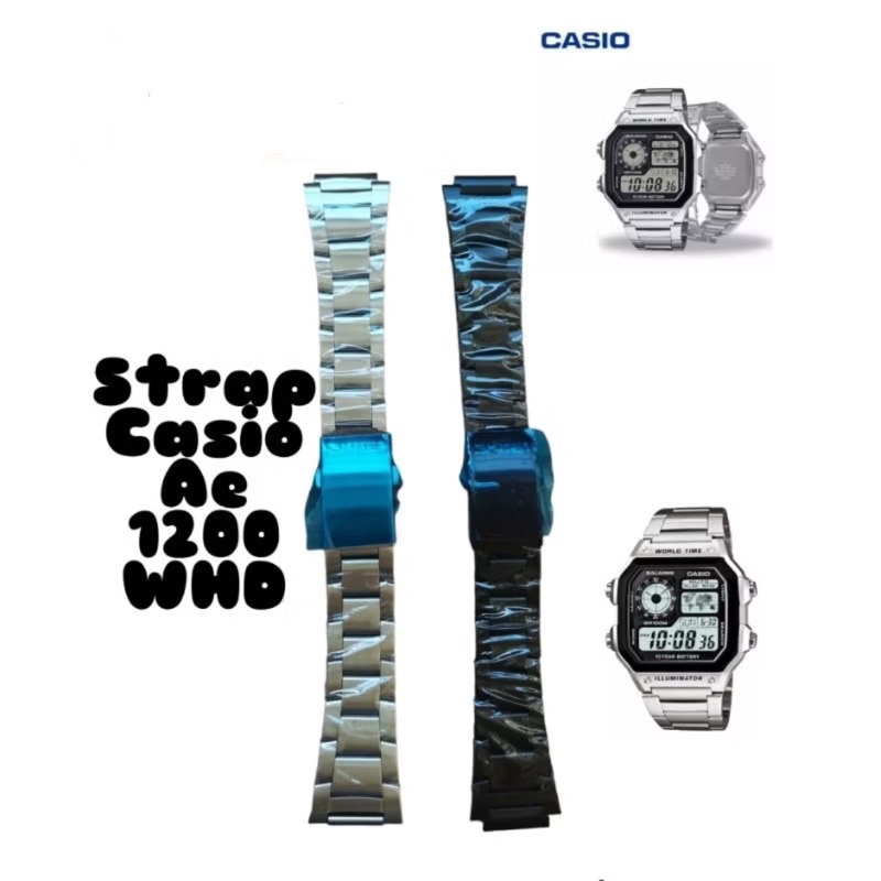 STRAP TALI JAM TANGAN  UNTUK CASIO AE1200 WHD CASIO AE-1200 WHD  STAINLEES SESUAI DAN PAS BISA LGSG 
