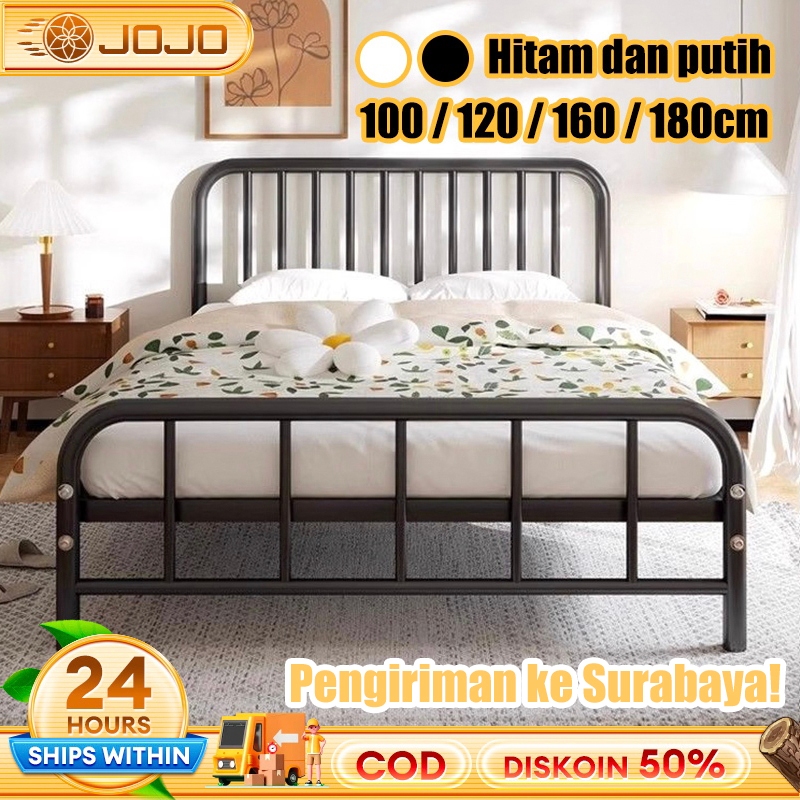 Tempat Tidur Besi 100/120/160/180cm Dipan Besi Ranjang Besi Tempat Tidur Dipan Divan Besi
