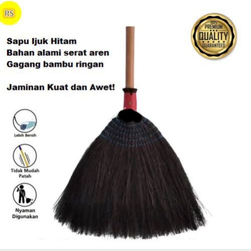 SAPU LANTAI IJUK HITAM AREN KAKU KUAT /SAPU LANTAI IJUK RAYUNG GAGANG ROTAN