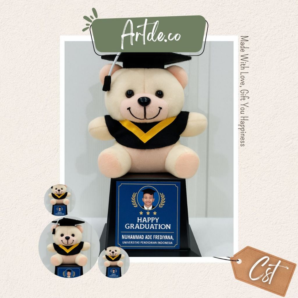 Piala Boneka - Boneka Wisuda Teddy Bear dalam Kotak - Artde.co