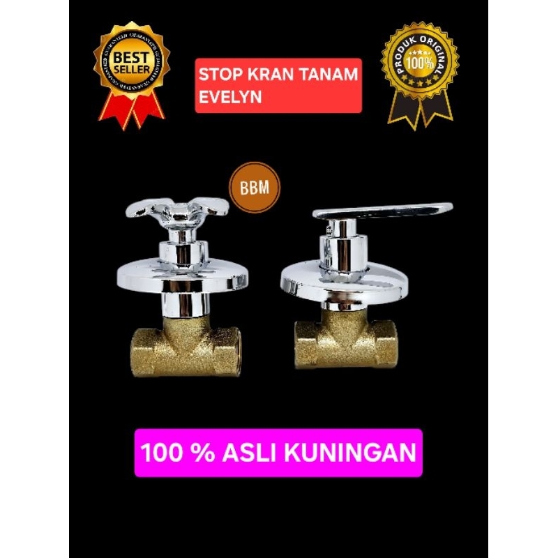 Stop Kran Tanam Shower Keran Dinding Asli Kuningan 1/2 Inch Stop Kran Shower Tanam Stop Kran Shower 
