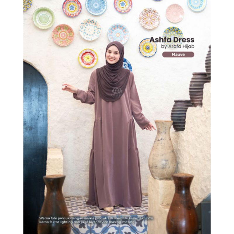 ASHFA DRESS BY ARAFA HIJAB/GAMIS DEWASA