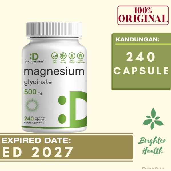 Deal Supplement Magnesium Glycinate 500mg 500 Mg 240 Veggie Capsules Eagleshine Original USA