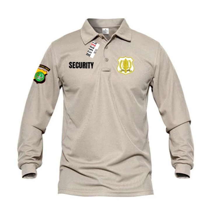 Kaos Polo Seragam Satpam Logo Kuning  Kaos Kerah Lengan Panjang/Kaos Polo Wangki dewasa Terbaru/polo