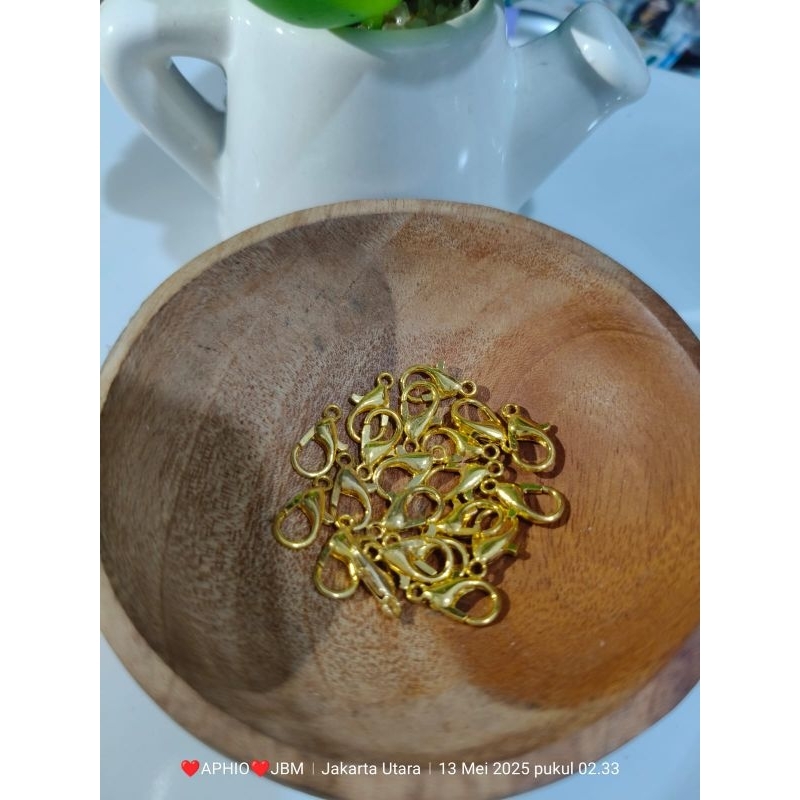 20pc kokot udang silver emas warna 12mm