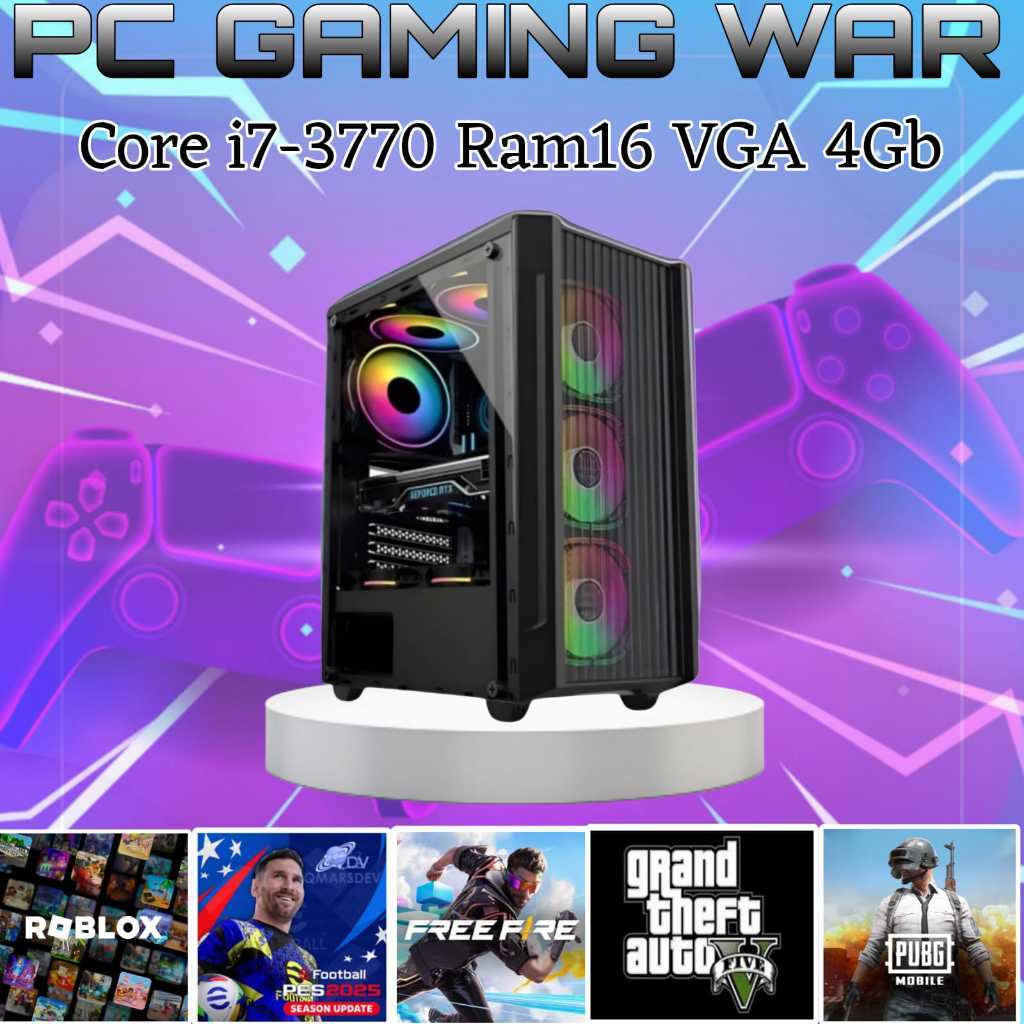 PC GAMING CORE I7-3770 RAM 16GB VGA 4GB SSD 512GB EDITING LIVE STREAMING OKE