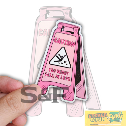 

Stiker Sticker Vinyl Laminasi COUTION SIGN PINK Vol 1