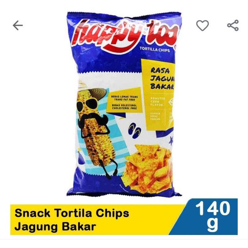 

Happytoss snack tortilla chips jagung bakar 140G