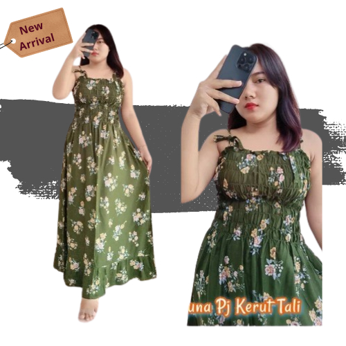 DRESS DASTER SUPER JUMBO LD 125 - DRESS WANITA KEKINIAN MODEL ROK RUFFLE - DASTER BALI RAYON
