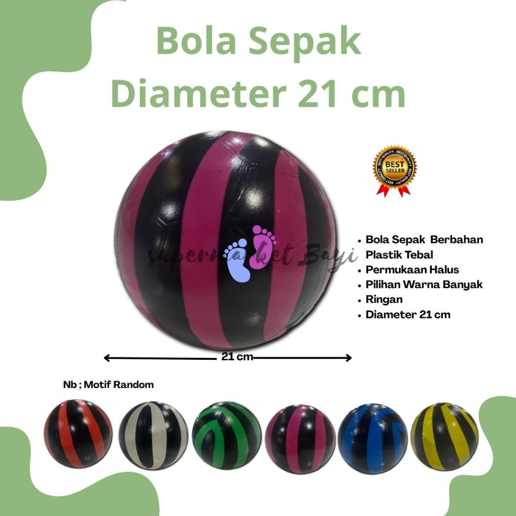 Bola Sepak Dari Bahan Plastik Ukuran Besar Diameter 21 cm / Bola Sepak Plastik 1 pcs / Bola Sepak / 