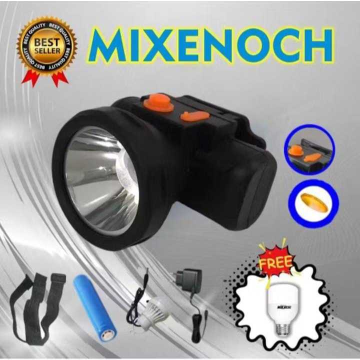 Senter Kepala Headlamp battery lithium senter camping Cahaya Putih Terang (free lampu dc aki)