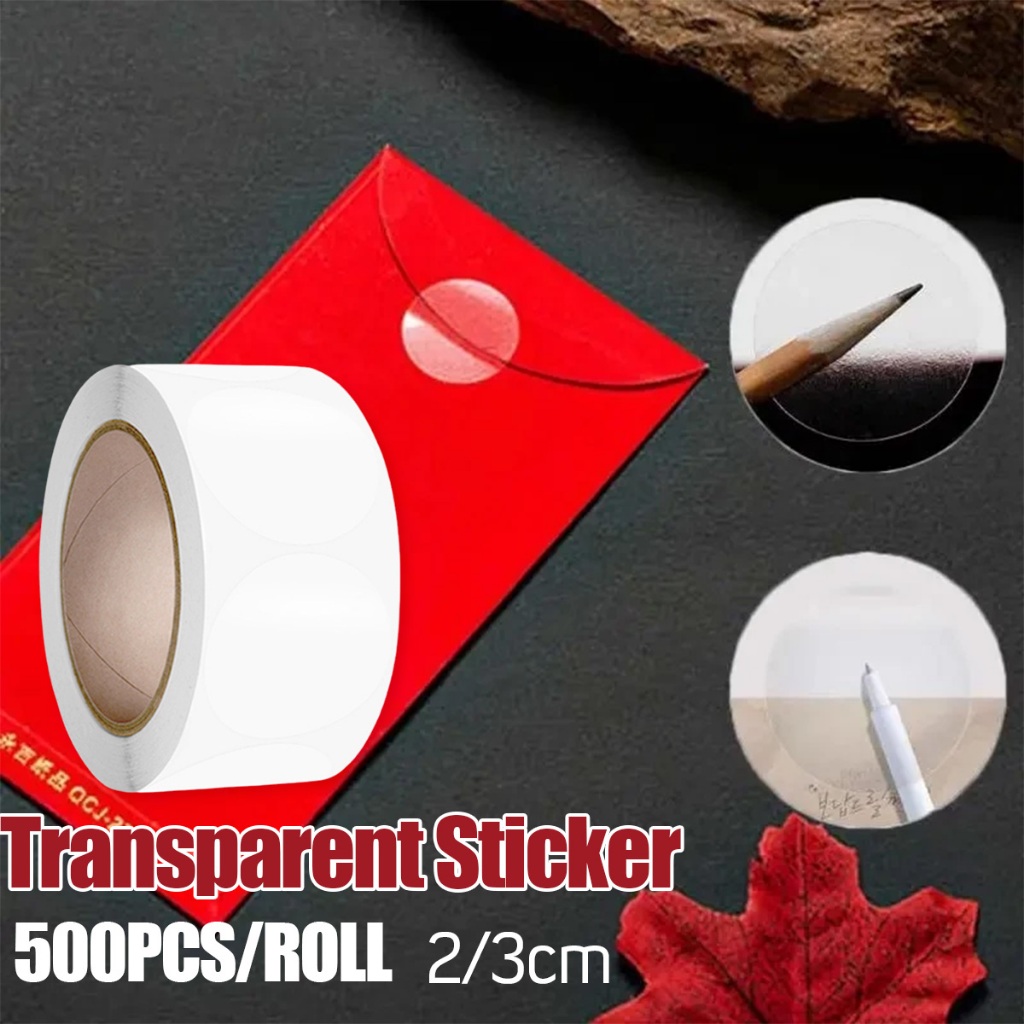 

25/30mm sticker bundar Stiker Transparan 500pcs/roll sticker segel amplop