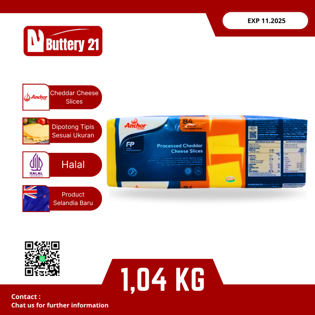 

ANCHOR KEJU PROCESSED RED CHEDDAR SLICES 84 CHEESE 1.04 KG/ANCHOR PROCSSED CHEDDAR CHEESE SLICE