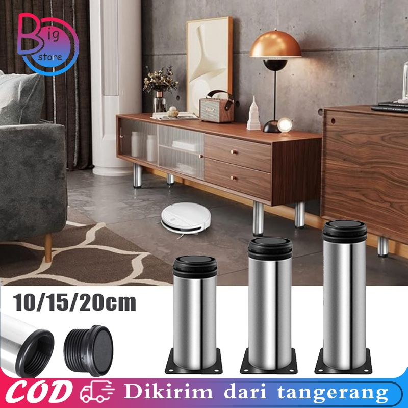 Kaki Sofa Bulat Tinggi Kaki Sofa Besi Tinggi Dapat Disesuaikan Kaki Lemari Stainless 10cm 15cm 20cm