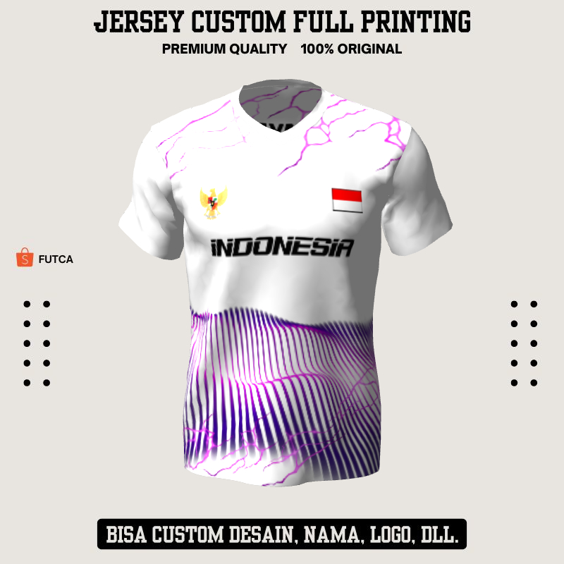 Kaos Jersey Futsal Putih Ungu Motif Abstrak 298 - Jersey Baju Olahraga Custom