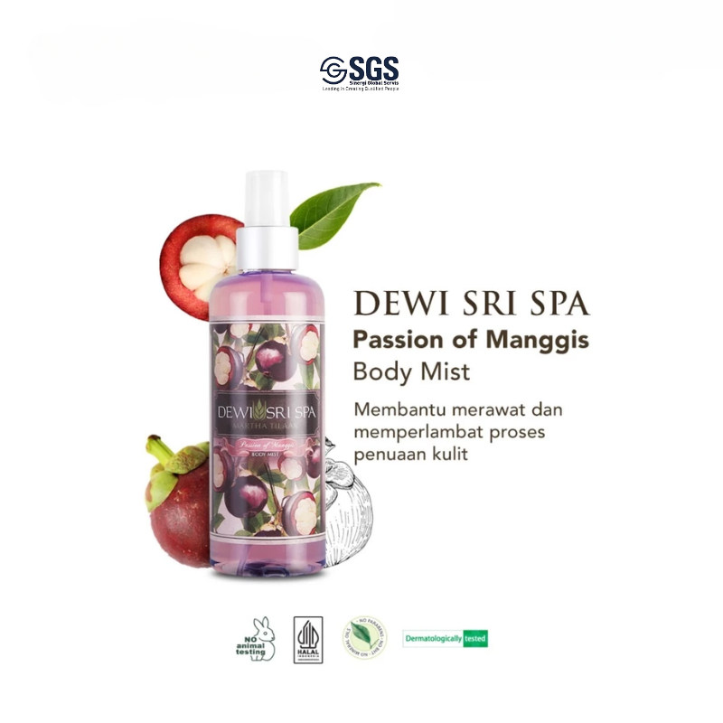 Dewi Sri Spa Body Mist Passion of Manggis 250ml – Aroma Manis Eksotis & Pelembap Kulit