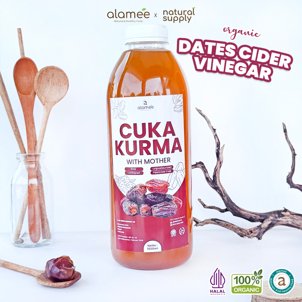 

ALAMEE Cuka Buah Naga Organik Dragon Fruit Cider Vinegar With Mother Fermentasi Probiotik 1000ml madinah