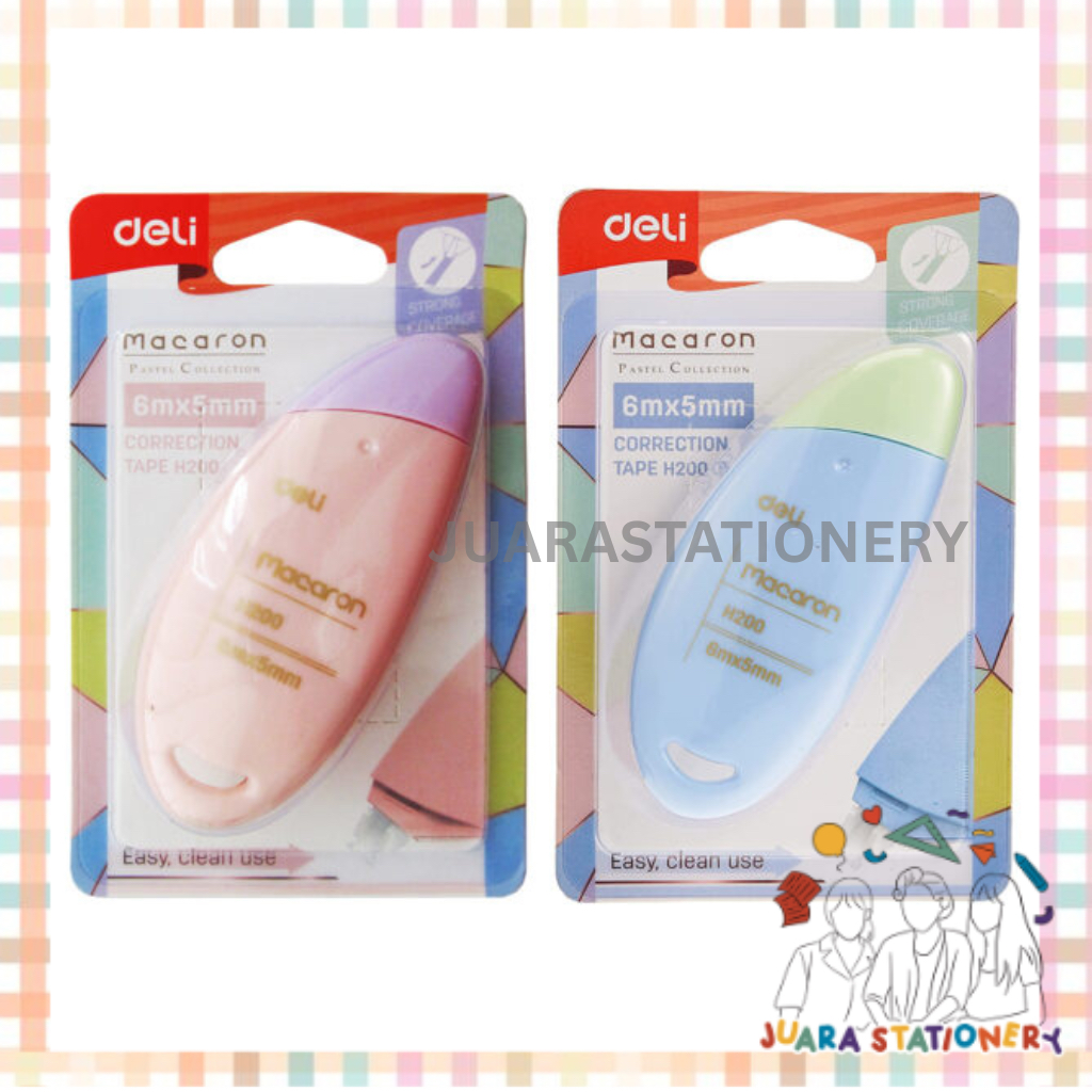 

(607) JUARASTATIONERY Correction Tape Deli Macaroon H200 6m / Tip Ex Kertas Correction Tape Tip X