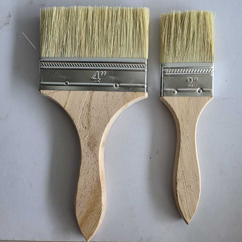 KUAS 2 4 INCH Gagang Kayu Murah Tebal Panjang Cat Tembok Besi Air Minyak Paint Brush Koas Lukis 1" V