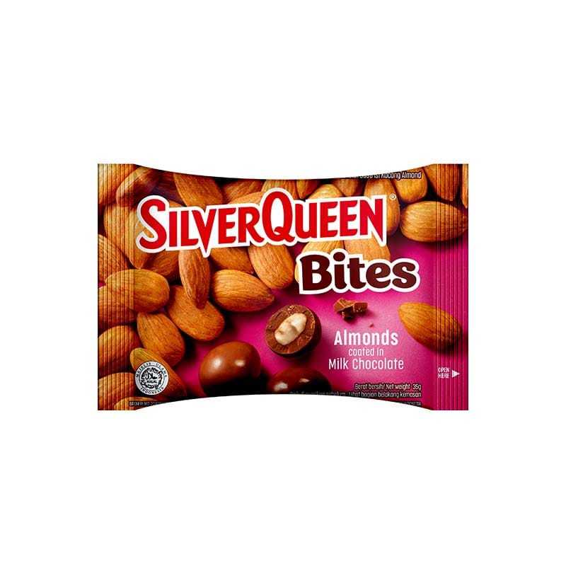 

Silverqueen Bites 30gr Almonds coated in Milk Chocolate