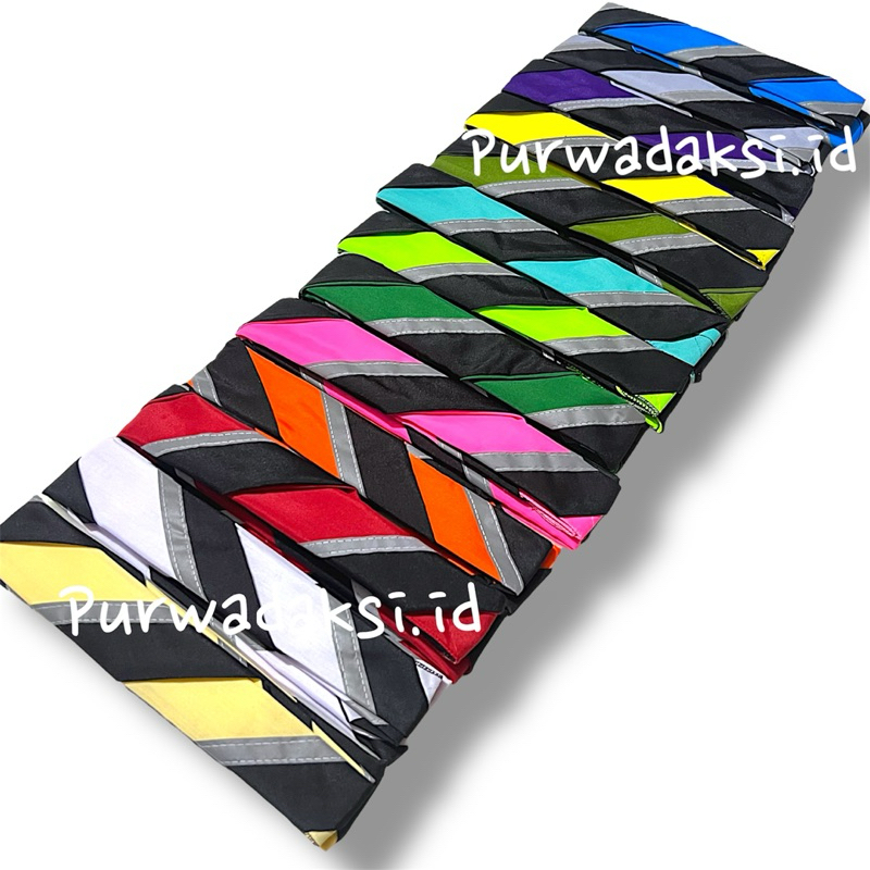 Scraf Pramuka Polosan Lis Hitam Menyala Scarf Syal Pramuka Skraf Polos Syala Bahan Katun