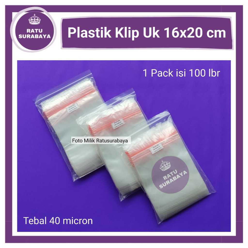 Klip Plastik Ziplock 16x20 isi 100 Ziplok Clip Zipper Bening Packing Baju Makanan Sovenir
