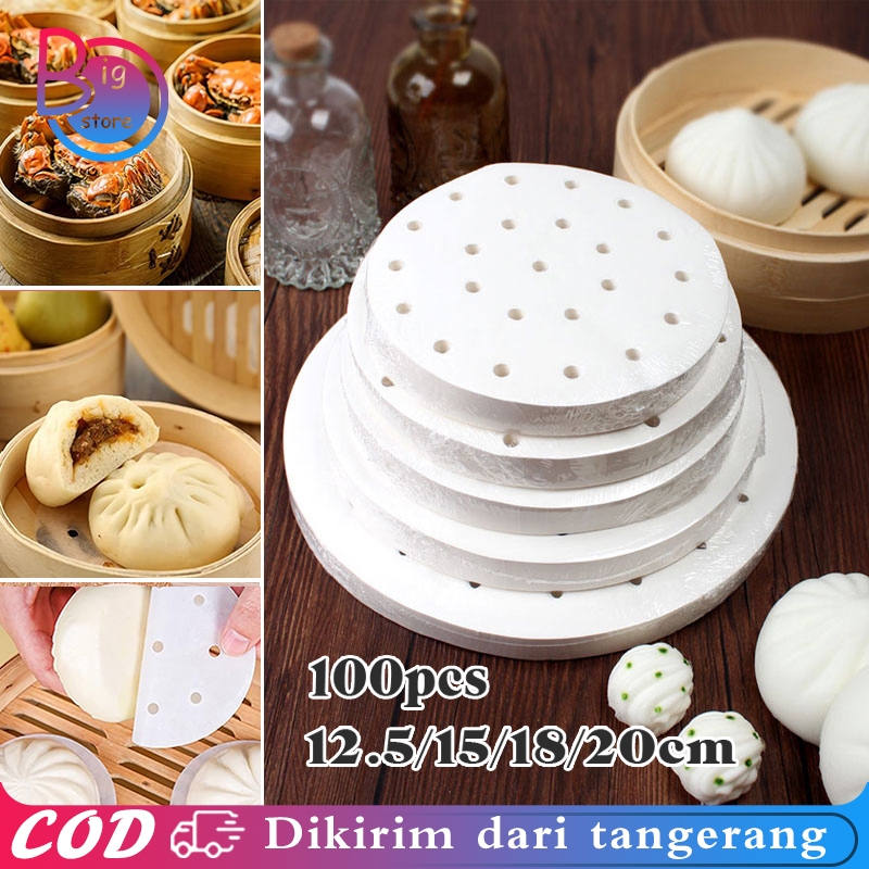 Isi 100 Kertas Alas Dimsum Anti Lengket Alas Kukus Anti Lengket Kertas Kukusan