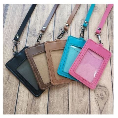 

Name Tag Id Card Kulit Holder Lanyard Muat 2 Slot Kartu Termurah Berkualitas NTS035