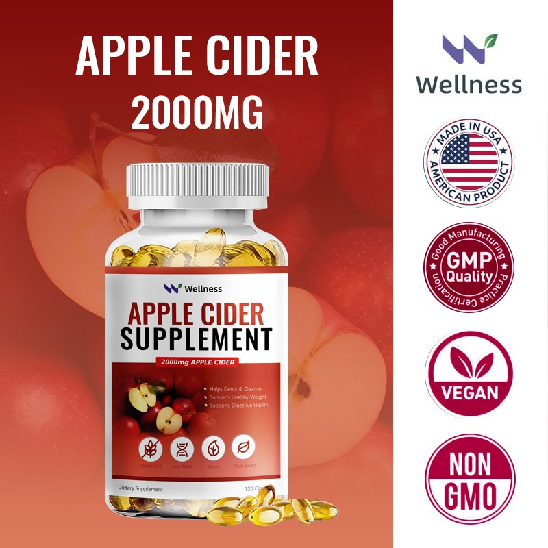 Wellness Apple Cider Vinegar Kapsul 2000mg, Meningkatkan Metabolisme 120 Kapsul