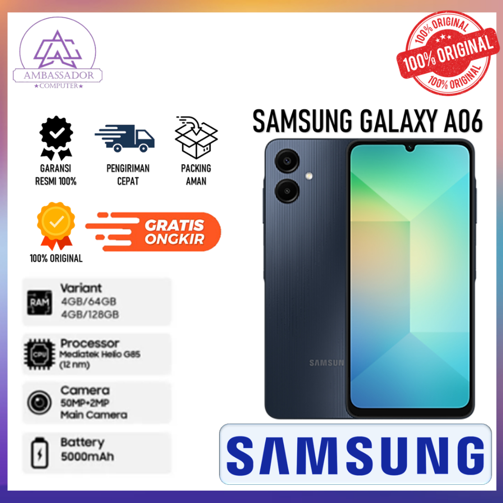 Handphone samsung galaxy A06 ram 4gb/6gb storage 64gb/128gb