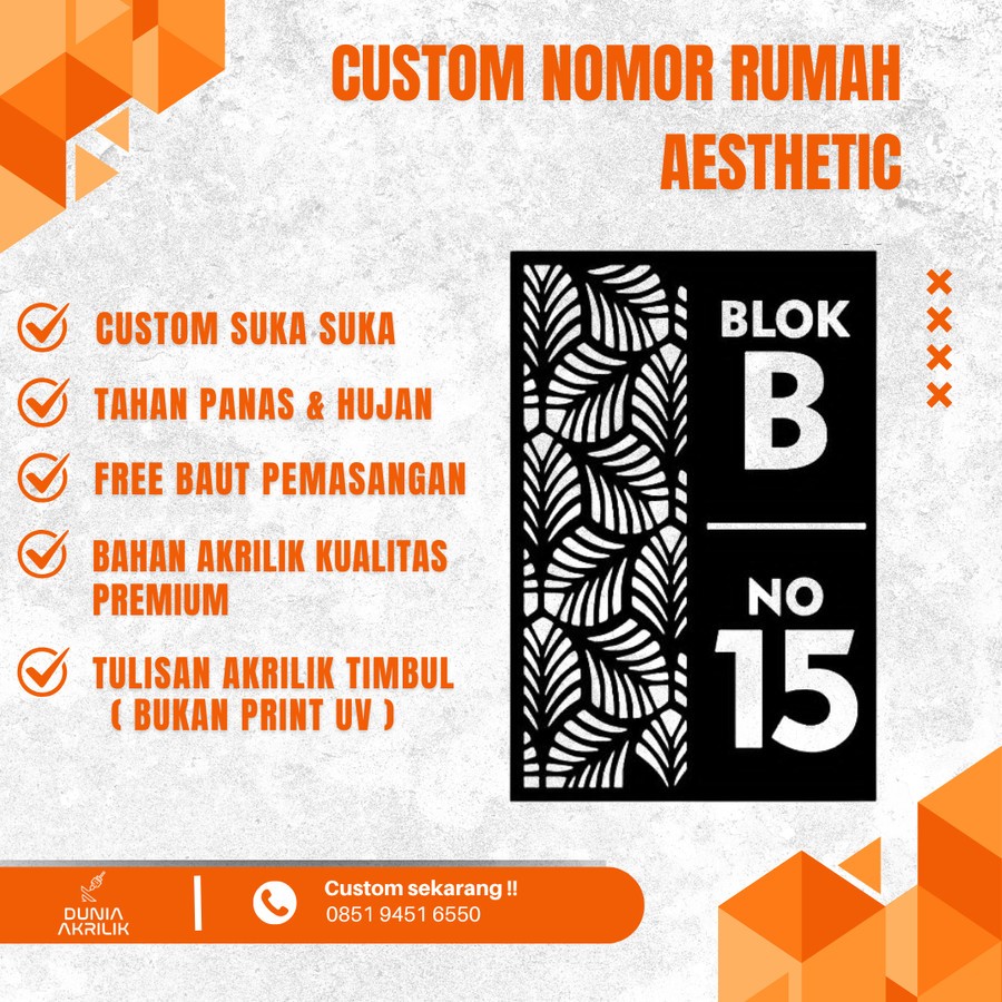 Nomor Rumah Akrilik Custom Minimalis – Plat Nomor Rumah Unik Desain Sendiri