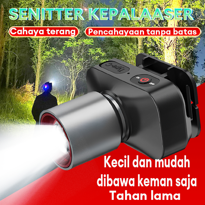 【Garansi 10 tahun】 Senter Kepala  Cahaya Maksimal Plus RechargePro USB-C Fokus & Penyebaran Zoom 100