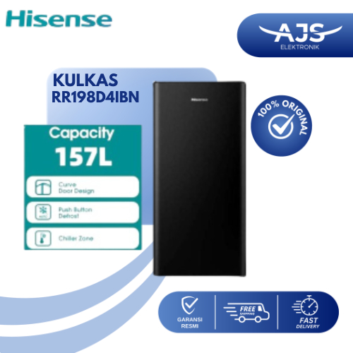 HISENSE KULKAS 1 PINTU RR198D4IBN - 157 Liter RR 198 D4IBN || RR 198