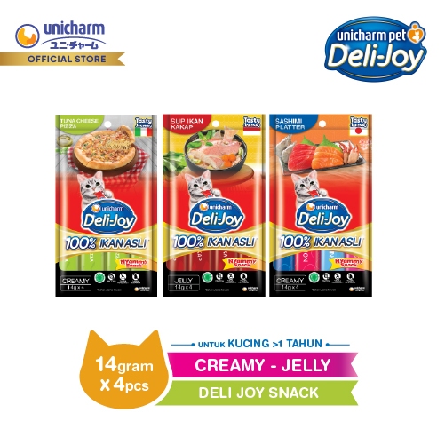 [Product Exclusive] Deli-Joy Snack Kucing Basah 14g - Tuna Cheese Pizza, Sashimi Platte & Sup Ikan K