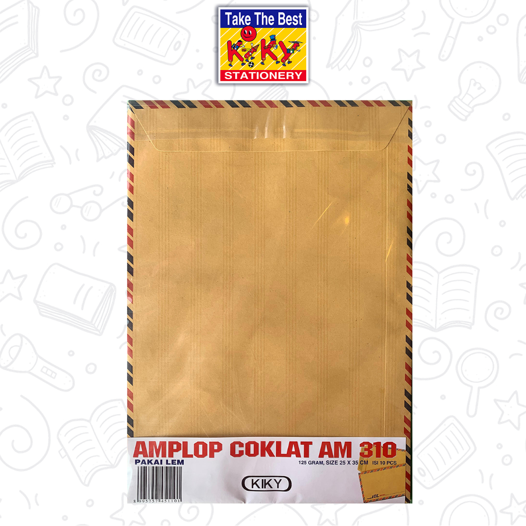 

KIKY Amplop Coklat Airmail No. 310 - 125 GRAM Lem - 1 Pack = 10 Lembar