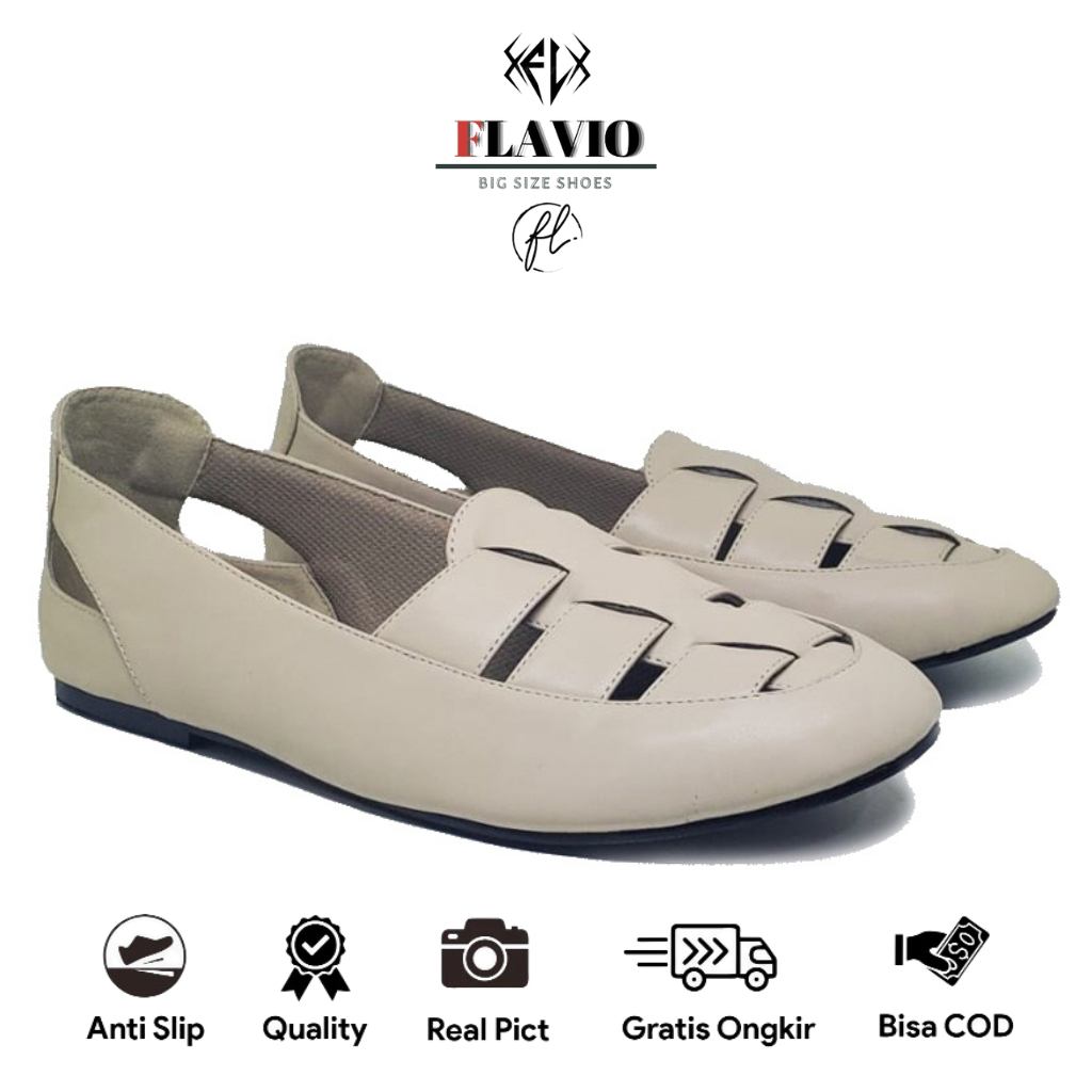 Toko Flavio - Big Size 40-45 | Sepatu Pesta Flat Shoes Casual Wanita Ukuran Jumbo Besar | A149