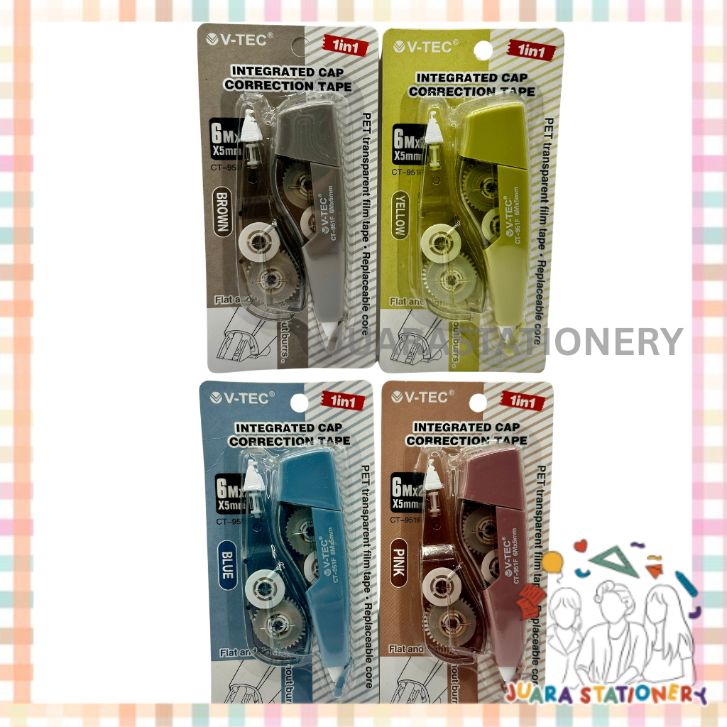 

(991) Correction Tape V-tec CT-951F FREE REFILL / Tip Ex Kertas Tipe X Kertas
