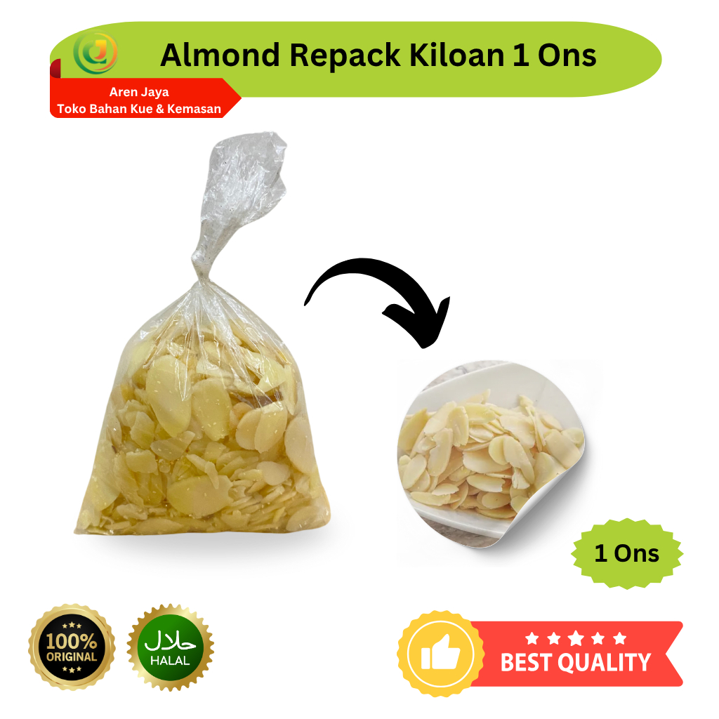 

Almond Slice Roasted Raw Kacang Almond Iris Keping 1 Ons Original